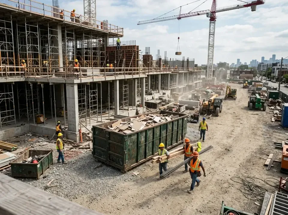commercial-construction-site-w-002 — frequently asked questions, Low Cost Construction Dumpster Rental in Normal, IL